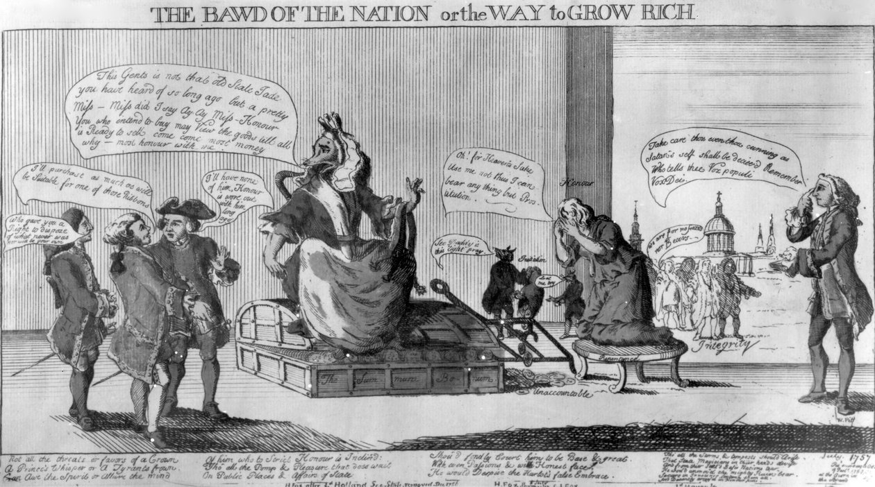 The Bawd of the Nation, or the Way to Grow Rich, julkaisija Matthew Darly, 1757 tekijältä English School
