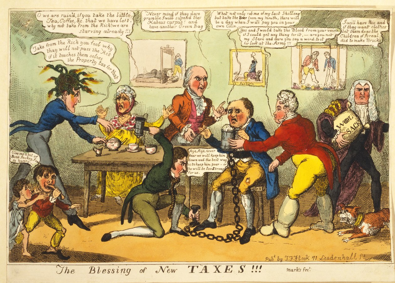 Uusien verojen siunaus!!!, n.1819 (käsinvärinen kaiverrus) tekijältä English School