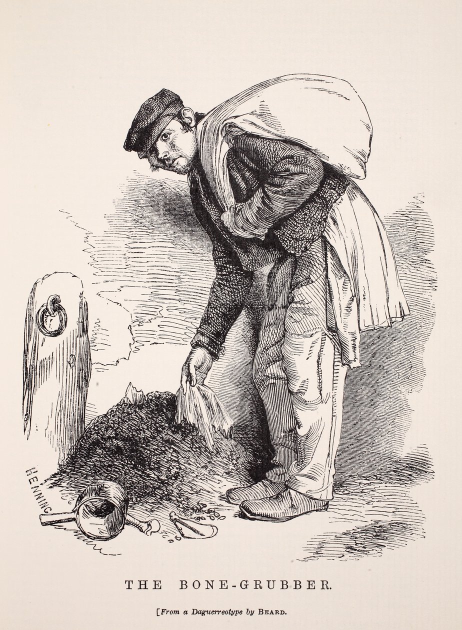 The Bone-Grubber, Richard Beardin dagerrotypian mukaan, kuvitus London Laborista ja London Poor, Henry Mayhew, pubi. 1862 tekijältä English School