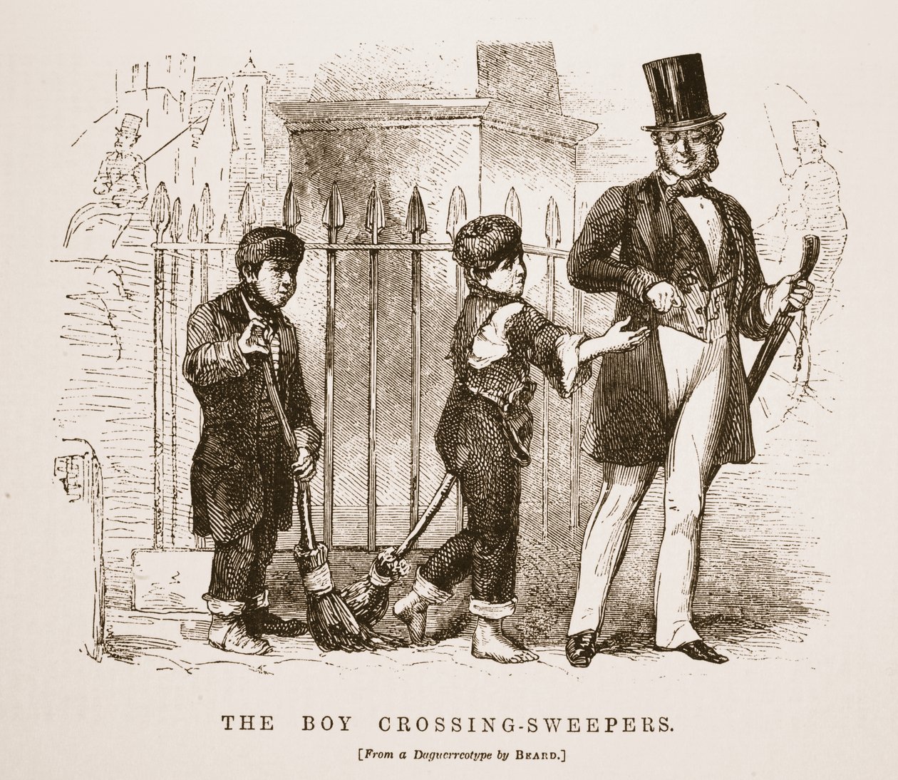 The Boy-Crossing Sweepers, Richard Beardin daguerrotypiasta, kuvitus London Laborista ja London Poor, Henry Mayhew, pubi. 1862 tekijältä English School
