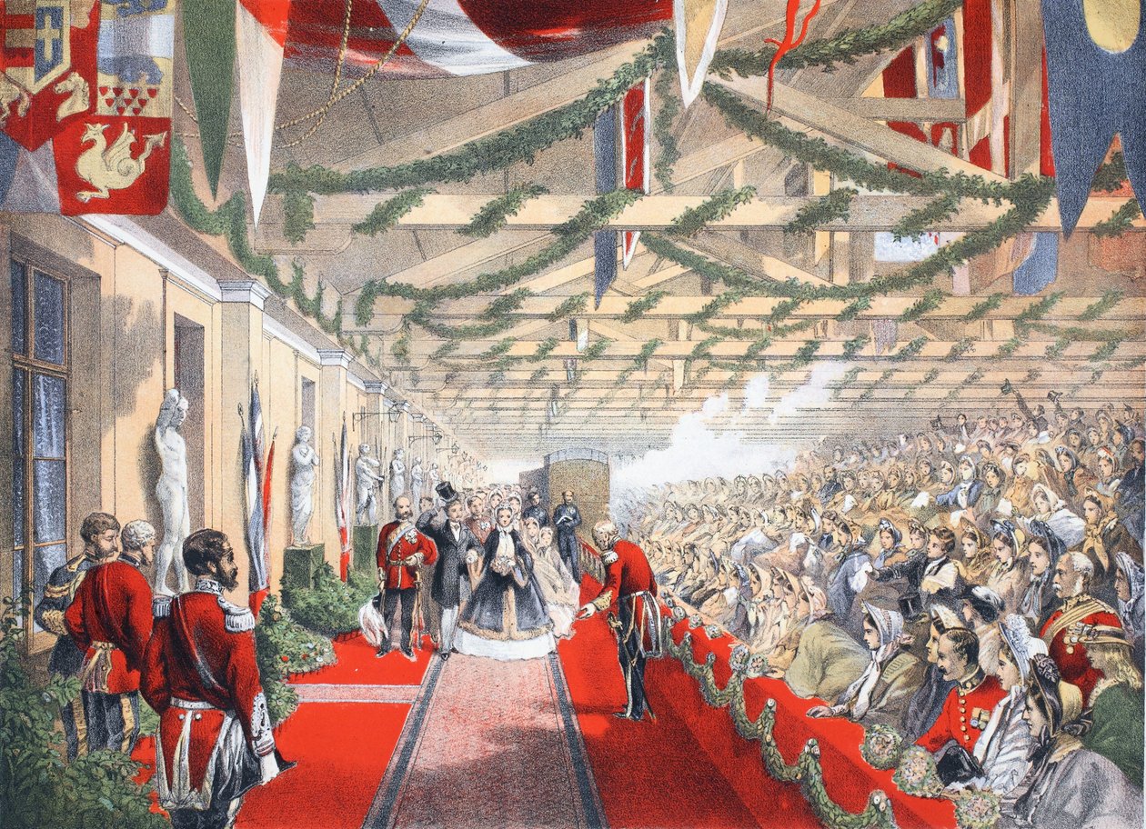 Bricklayers Arms Station, 7. maaliskuuta 1863, Edvard VII:n ja tanskalaisen Alexandran avioliiton muistomerkistä, pub. 1864 tekijältä English School