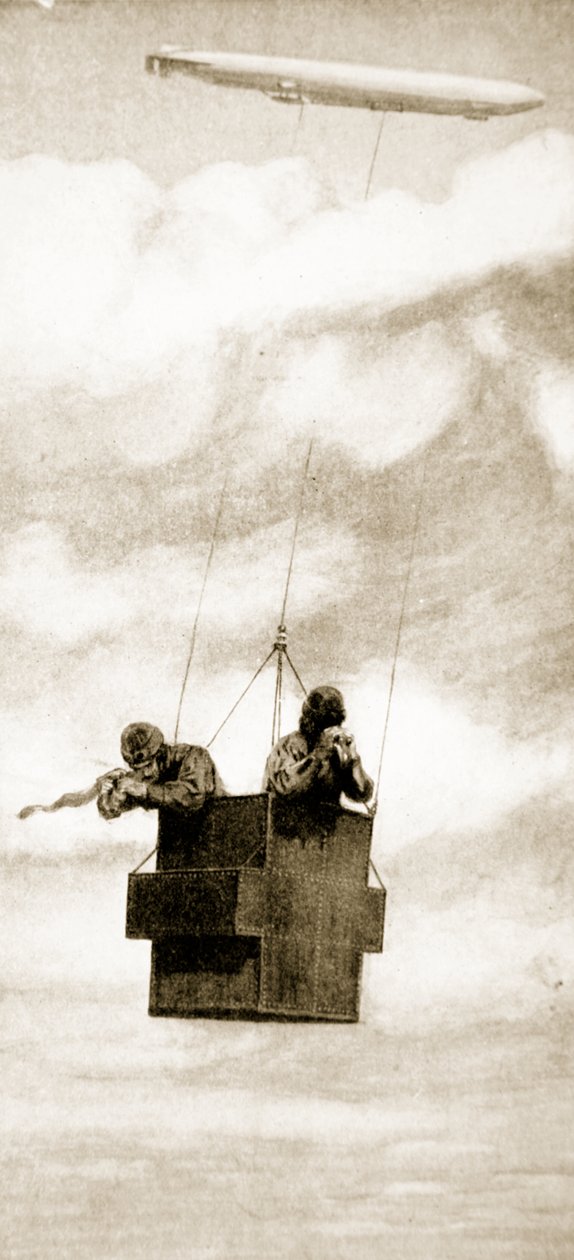 Zeppelin-pommiheittäjän luodinkestävä häkki, 1914-19 tekijältä English School