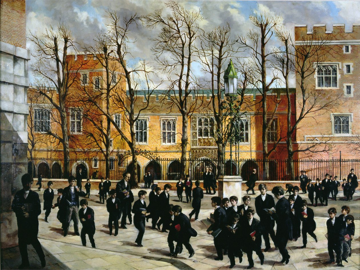 The Burning Bush Common Lane -kadun huipulla, näkymät New Schoolsiin, Eton College, n. 1935 tekijältä English School