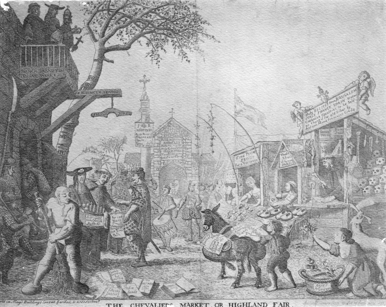 Chevaliers Market tai Highland Fair, julkaisija George Bickham nuorempi, 1745 tekijältä English School