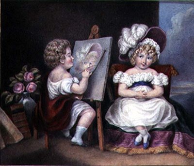 Lapsimuotokuvataiteilija, noin 1825 (vesiväri paperille). tekijältä English School