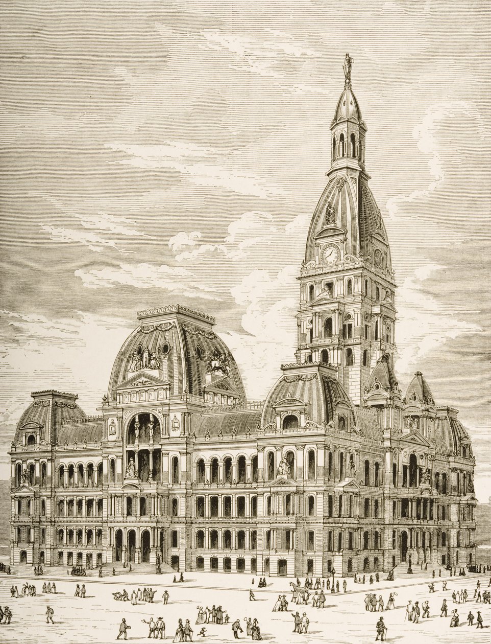The City Hall, Chicago, n. 1870, Religious Tract Societyn julkaisemasta American Picturesista, 1876 tekijältä English School