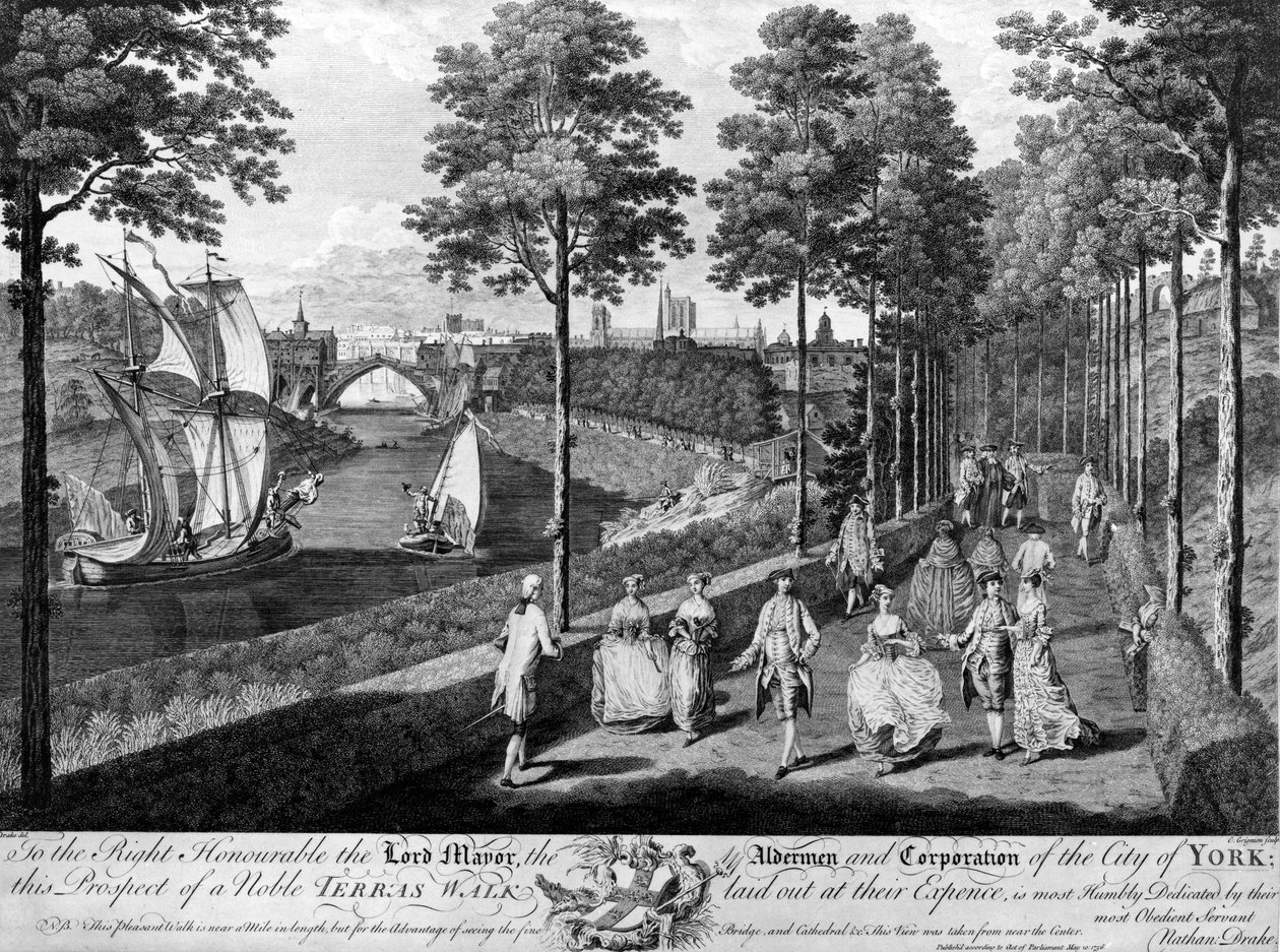 Yorkin kaupunki, Noble Terrace Walk, Charles Grignonin printti, 1756 tekijältä English School