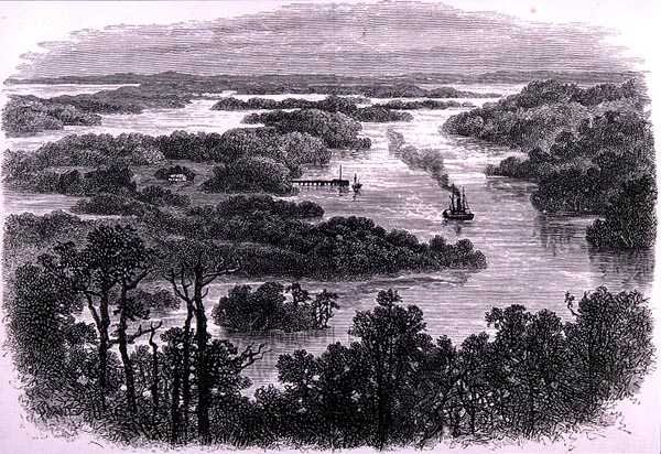 The Confluence of the Murray and Darling Rivers, lähellä Wentworthia, New South Wales, Australia, "Australian Pictures", pub. The Religious Tract Societyn toimesta tekijältä English School