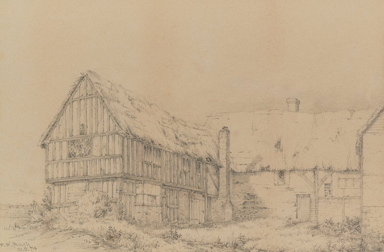 Court Lodge East Farleighissa, lähellä Maidstonea, n. 1874 (lyijykynä) tekijältä English School