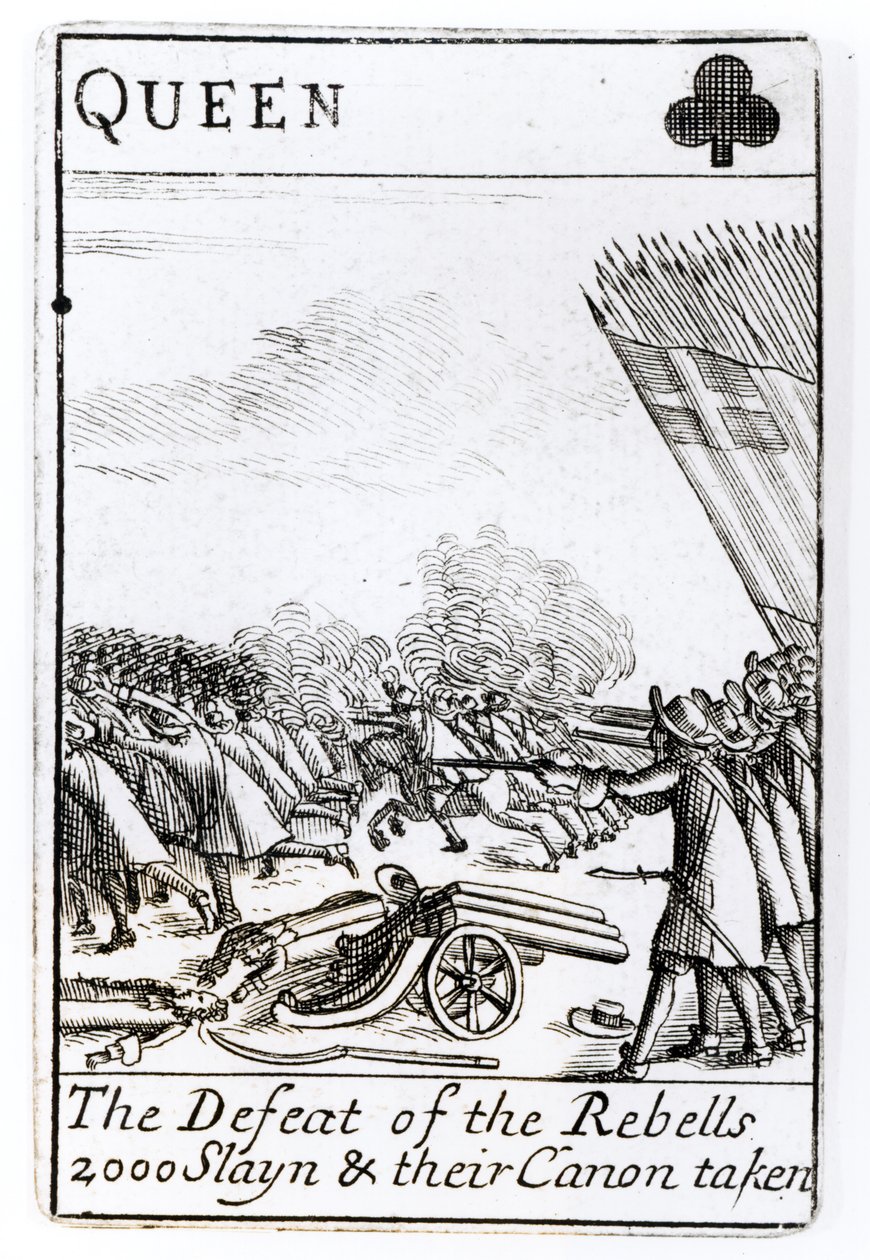 Kapinallisten tappio Sedgemoorin taistelussa, 6. heinäkuuta 1685 (puupiirros) (bw kuva) tekijältä English School