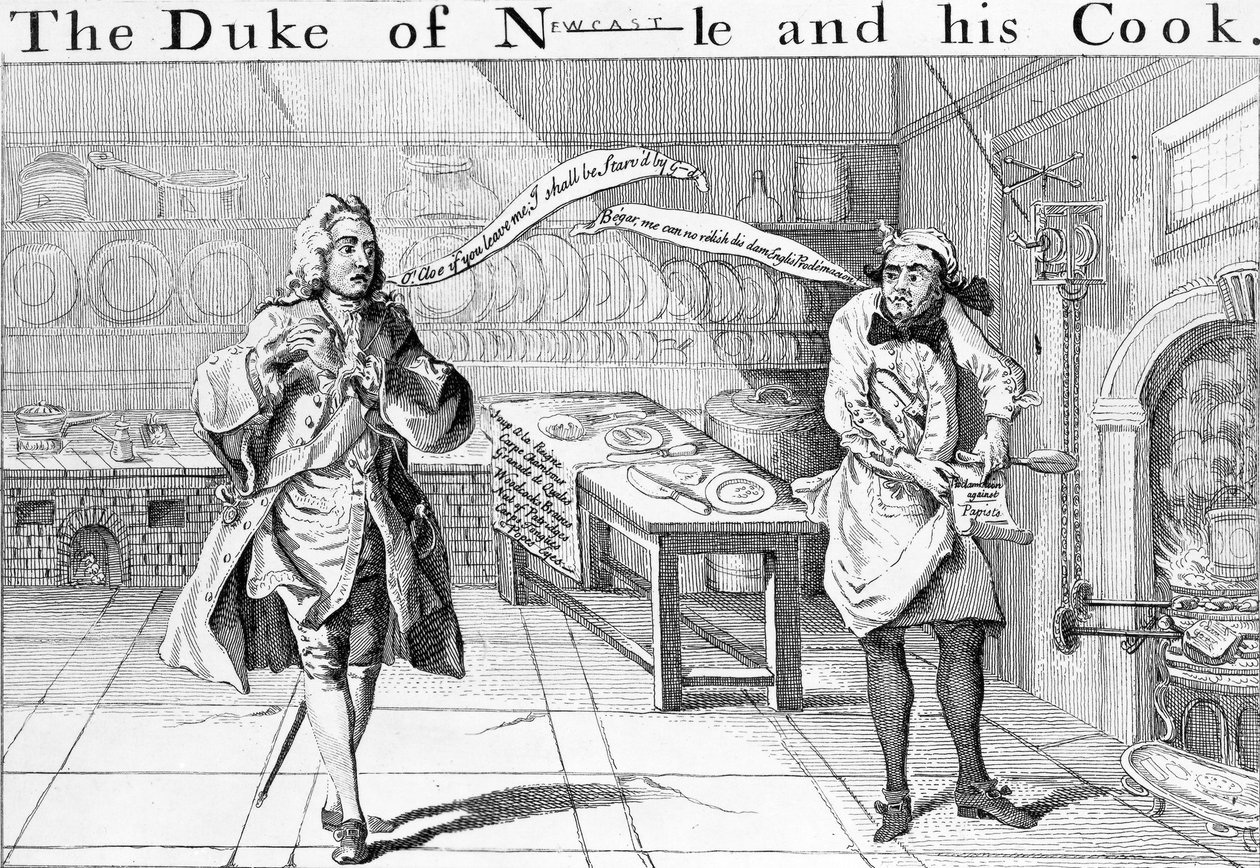 Newcastlen herttua ja hänen kokkinsa, n. 1745 tekijältä English School