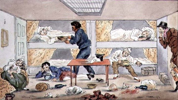 The Effects of Seasickness, n. 1825 (kynä ja muste vesivärillä paperille) tekijältä English School