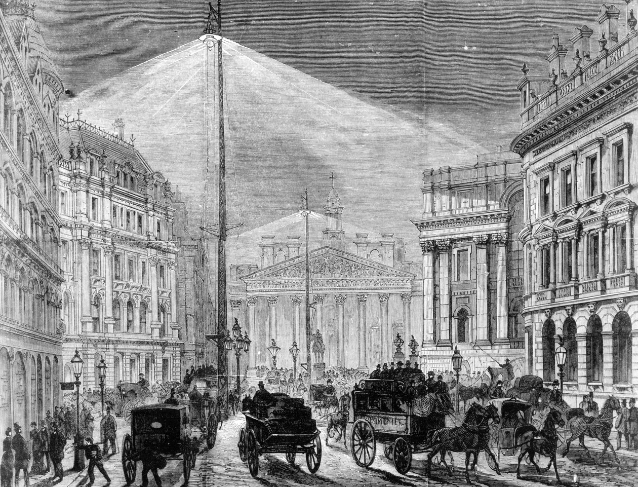 Mansion Housen sähkövalo, The Illustrated London News 1881 tekijältä English School