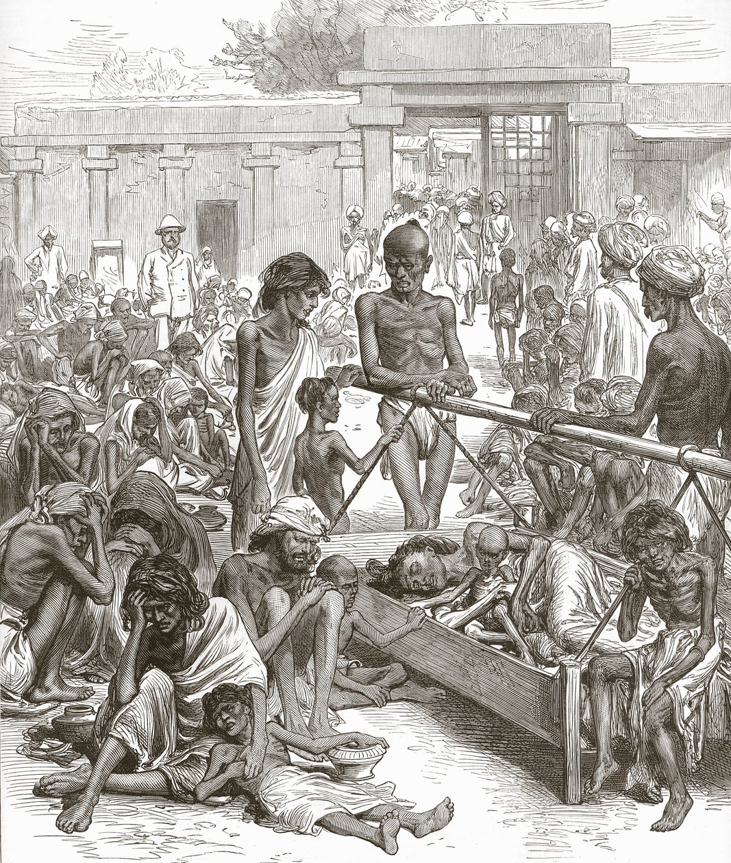 Intian nälänhätä: Alkuperäiset odottavat apua Bangaloressa, lokakuu 1877. tekijältä English School