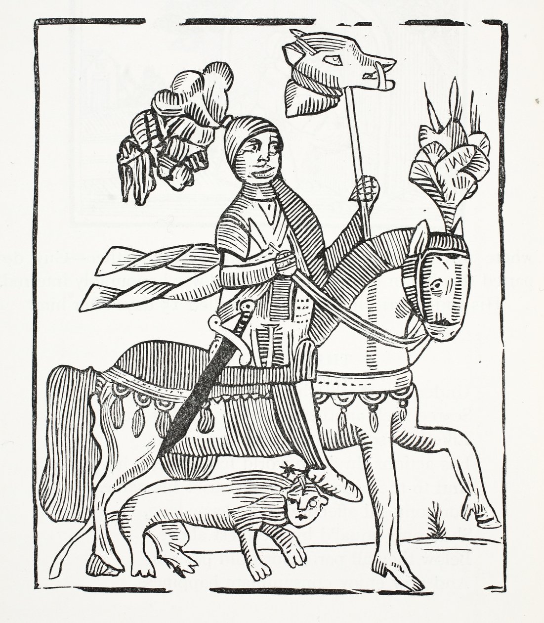 Guy Earl of Warwickin kuuluisa historia, kuvitus John Ashtonin 1800-luvun Chap-kirjoista, pubi. 1882 tekijältä English School
