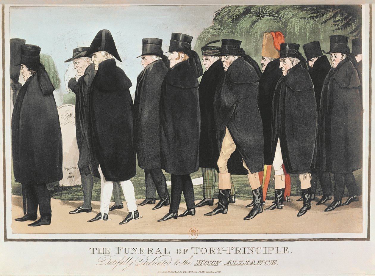 The Funeral of Tory -periaate, n. Huhtikuu 1827 (värikaiverrus) tekijältä English School
