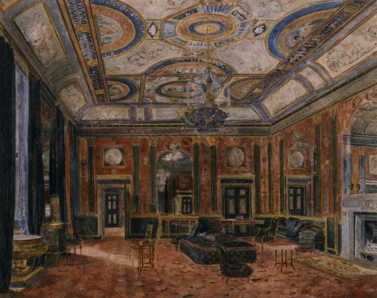 The Glass Drawing Room, Northumberland House, n.1870 (akvarelli) tekijältä English School