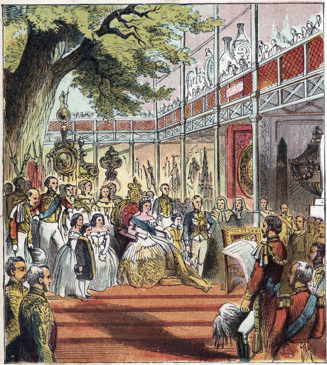 Great London Expo Hyde Parkissa vuonna 1851. Suuri näyttely vuodelta 1851. Vuonna 1851 Hyde Parkiin rakennettiin lasipalatsi esittelemään monia eri kansojen asioita ympäri maailmaa tekijältä English School
