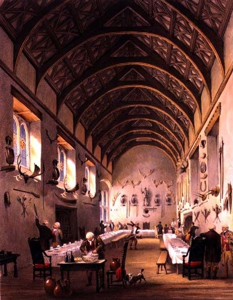 The Hall, Cotehele House, n.1830-40 (värilitho) tekijältä English School