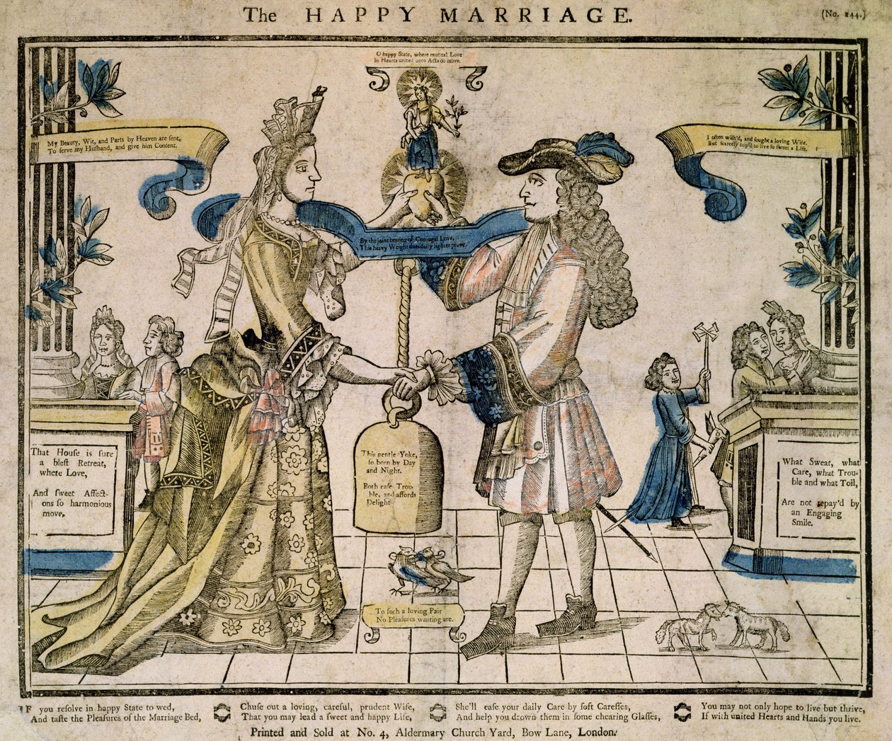 The Happy Marriage (stensiilinvärinen puupiirros) tekijältä English School