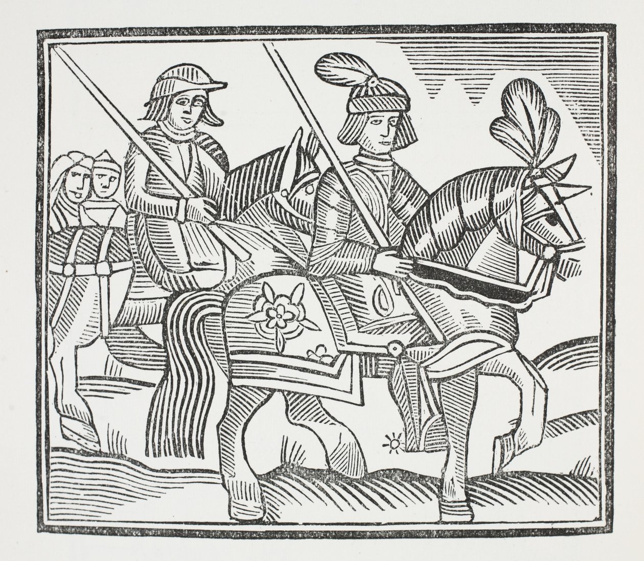 Tuon jalon ritarin Sir Bevisin Southamptonin elämän ja kuoleman historia, kuvitus John Ashtonin kirjasta Chap-books of the Eightenth Century, pub. 1882 tekijältä English School