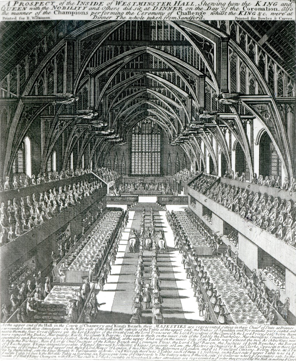 The Inside of Westminster Hall (litho) (bw kuva) tekijältä English School