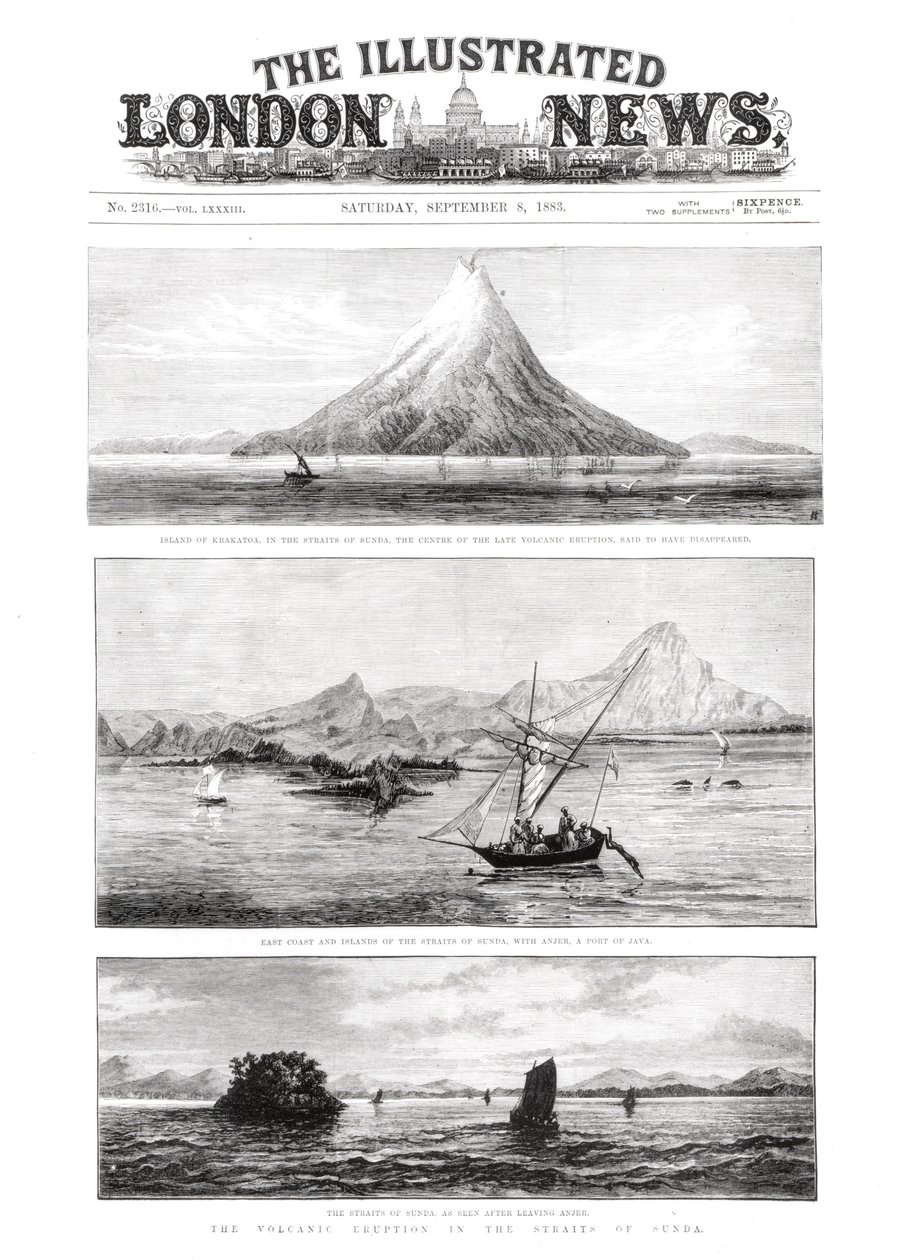 The Island of Krakatoa, The Illustrated London News -lehden etukansi, 8. syyskuuta 1883 tekijältä English School