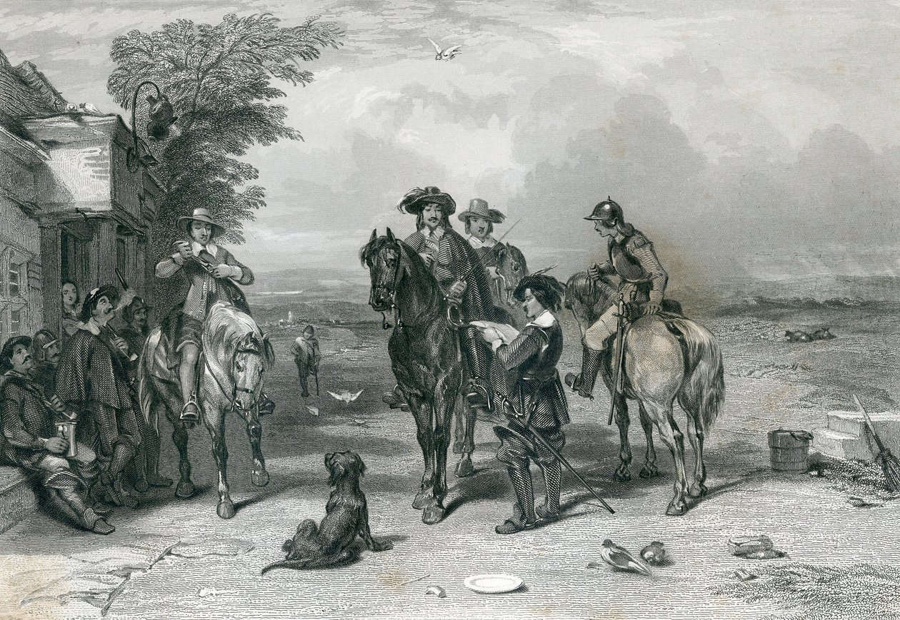 Frederickin kaivertama kuningas matkalla skotteihin. T. Heath, 1844 tekijältä English School