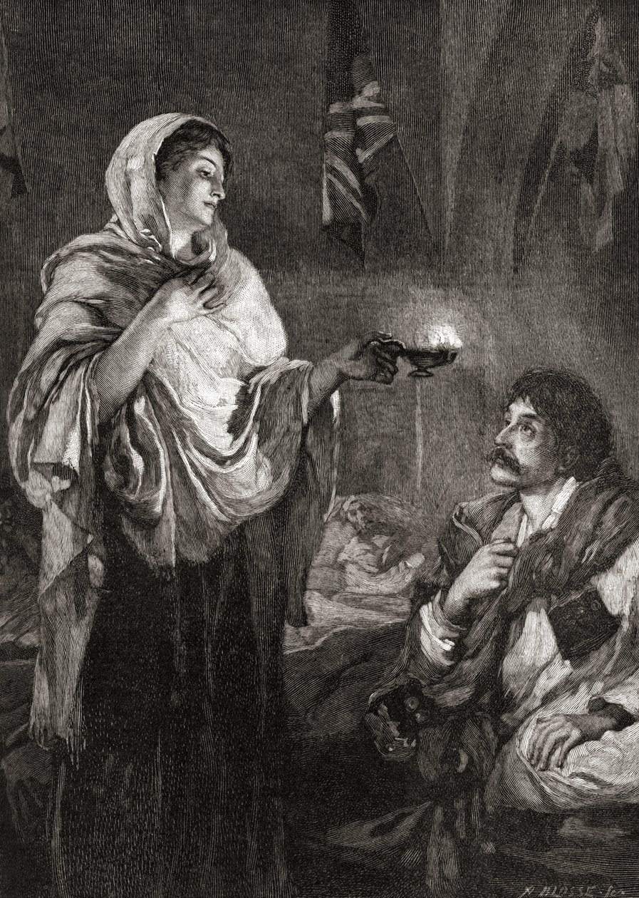 Lady with the lamp: Florence Nightingale sairaalassa Scutari Barracksissa, Turkissa Krimin sodan aikana. tekijältä English School