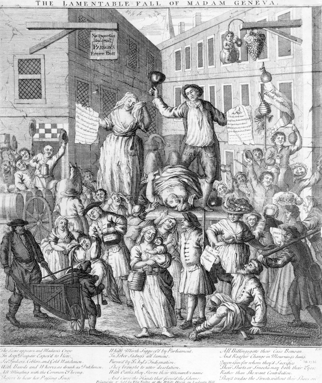 Madame Geneven valitettava kukistuminen, 1736 tekijältä English School