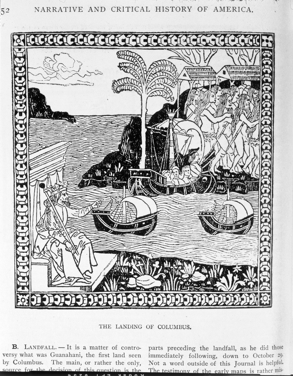 The Landing of Columbus, The Narrative and Critical History of America -julkaisun osa II, toimittanut Justin Winsor, Lontoo, 1886 tekijältä English School