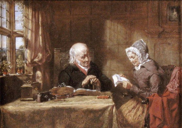 Kirje tai uutisia kaukaa, n. 1860 (öljy kankaalle) tekijältä English School