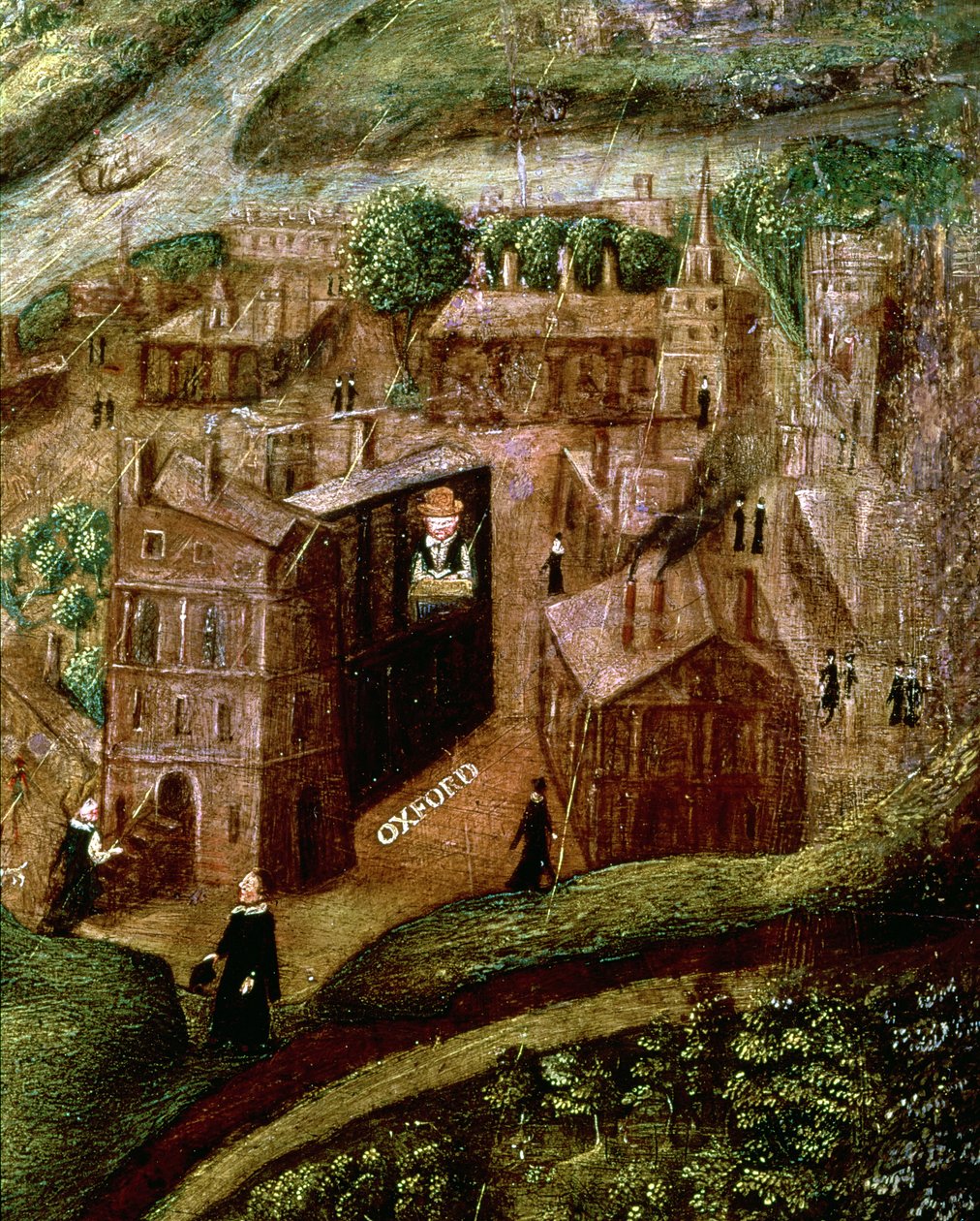 Sir Henry Untonin (1557–1596) elämä ja kuolema, yksityiskohta opiskelusta Oriel Collegessa, Oxford, 1574, n. 1596 (katso 106910) tekijältä English School