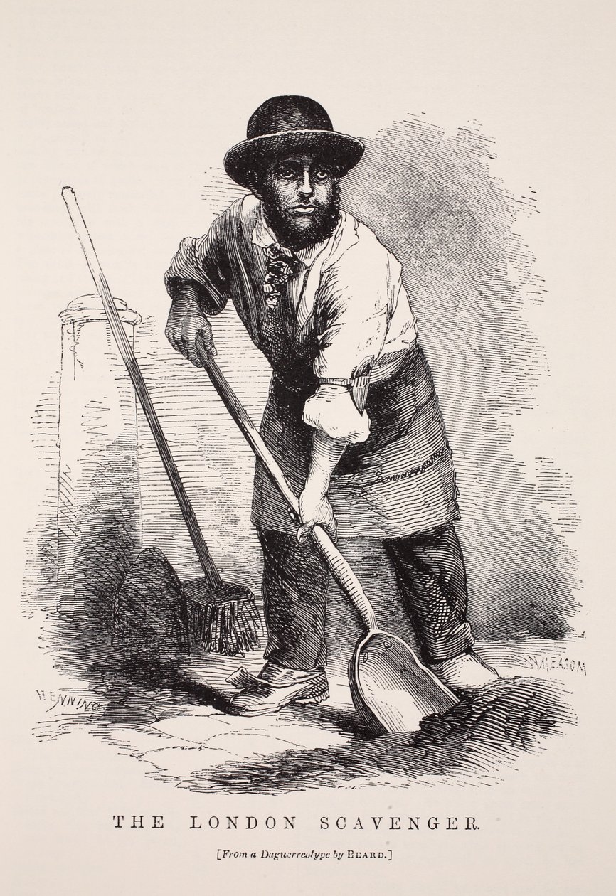 The London Scavenger, Richard Beardin dagerrotypian mukaan, kuvitus London Laborista ja London Poor, Henry Mayhew, pubi. 1862 tekijältä English School