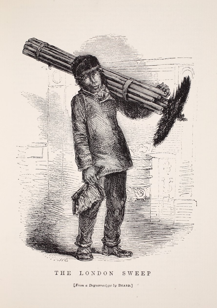 The London Sweep, Richard Beardin daguerrotypiasta, kuvitus London Laborista ja London Poor, Henry Mayhew, pubi. 1862 tekijältä English School