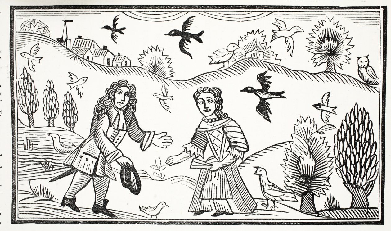The Lovers Quarrel, kuvitus John Ashtonin kirjasta Chap-books of the Eightenth Century, pubi. 1882 tekijältä English School