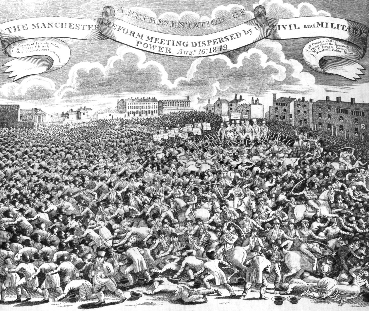 Manchesterin uudistuskokous hajotettiin siviili- ja sotilasvoimin 16. elokuuta 1819. tekijältä English School