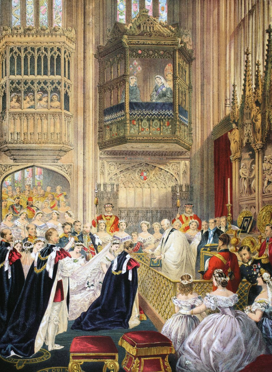 The Marriage at St Georges Chapel, Windsor, A Memorial of the Marriage of Edward VII ja Alexandra of Denmark, pub. 1864 tekijältä English School