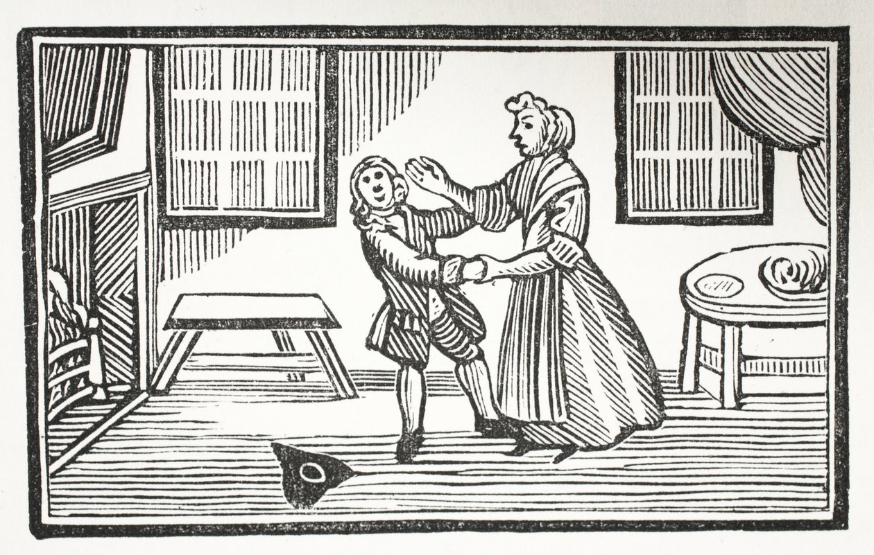 Menetelmä, jonka Meg käytti saadakseen yksi kirkkoherroista maksamaan pisteet, piirros John Ashtonin pubista Chap-books of the Eightenth Century. 1882 tekijältä English School