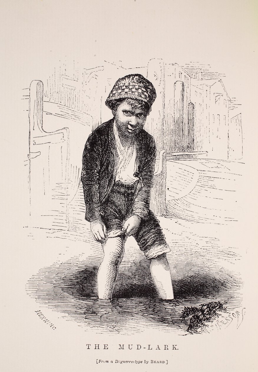 Mud-Lark, Richard Beardin dagerrotypian mukaan, kuvitus London Laborista ja London Poor, Henry Mayhew, pubi. 1862 tekijältä English School