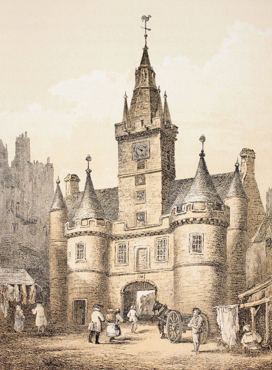 The Netherbow Port, Edinburgh, John Howien (1735-93) vuonna 1879 julkaistusta teoksesta The Scots Worthies mukaan Howie