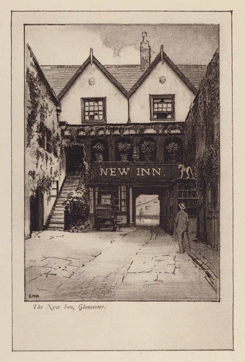 The New Inn, Gloucester (litografia) tekijältä English School