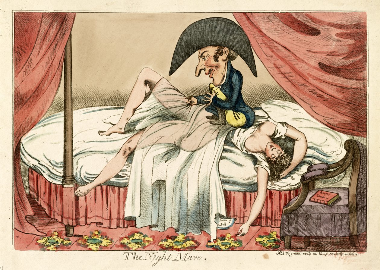 Night Mare, pubi. 1790 (käsinvärinen kaiverrus) tekijältä English School
