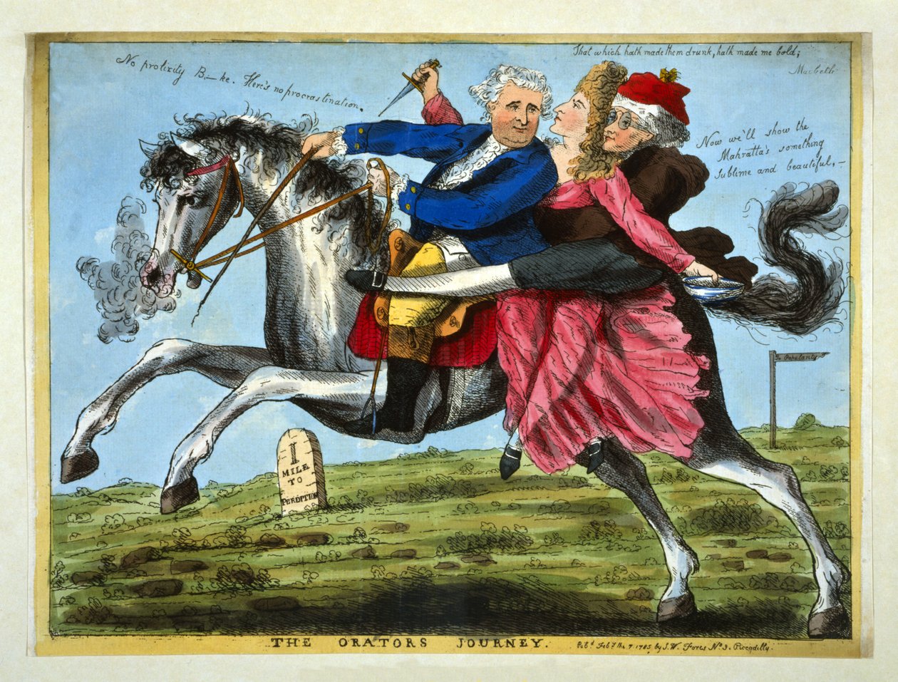 The Orators Journey, pub. 1785 (käsinvärinen kaiverrus) tekijältä English School