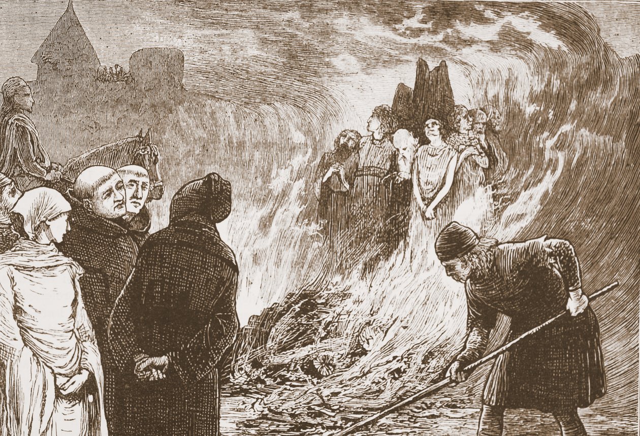 Orleans Martyrs, kuvitus James Aitken Wylien (1808-1890) teoksesta "Protestantismin historia", pub. 1878 (kaiverrus) tekijältä English School