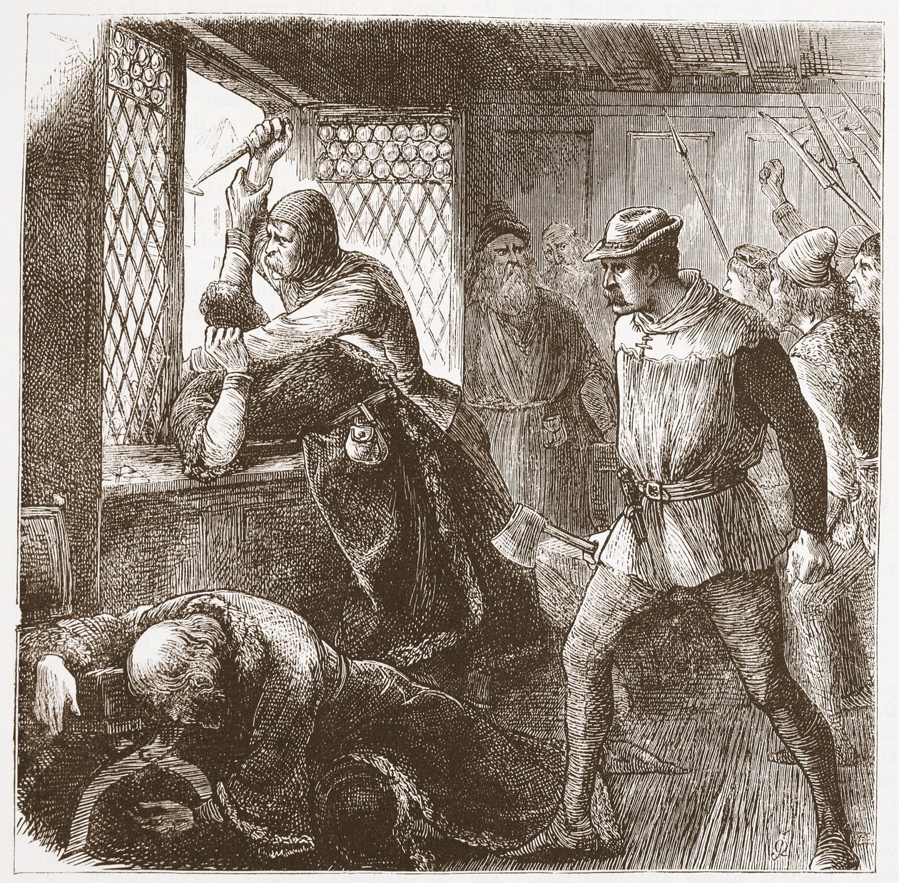 The Outrage at Praha, esimerkki James Aitken Wylien (1808-1890) teoksesta Protestantismin historia, pub. 1878 tekijältä English School