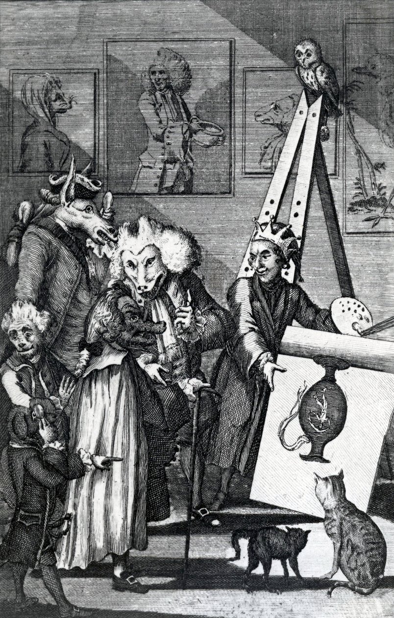 Taidemaalari, joka lähettää kuvansa asiantuntijoiden ja antikvaareiden tutkimiseen, 1774 tekijältä English School