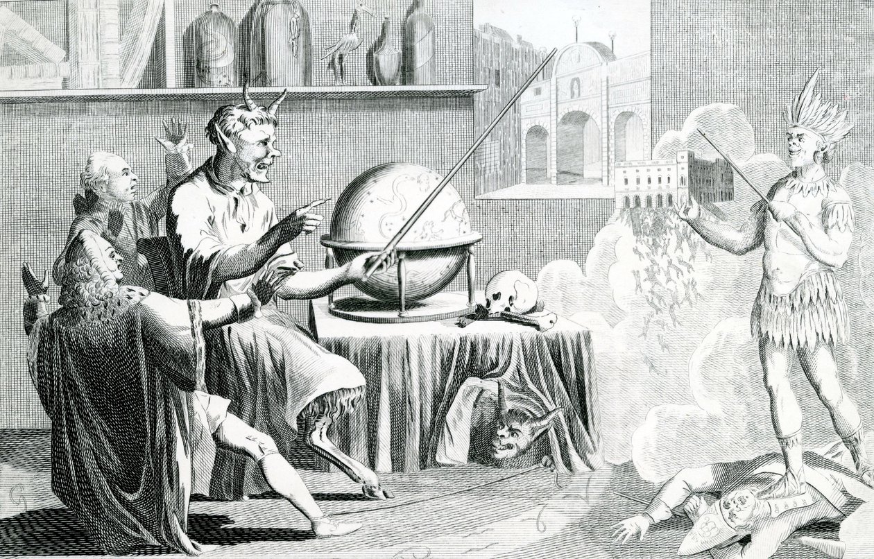 Parlmt. hajotettu, tai paholainen ennustaja, kaiverrus G. Terry, noin 1774 tekijältä English School