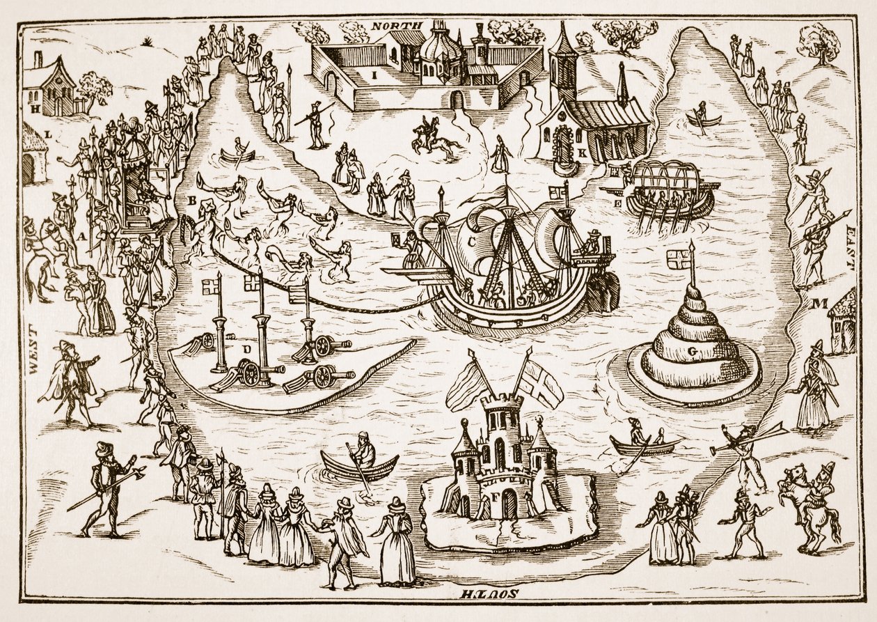 Lampi Elvethamissa kuningatar Elisabetsin vierailun aikana, The Honorable Entertainment -tapahtumasta, jonka Queens Majestielle Prgressessa Elvethamissa Hampshiressa antoi Right Honble, Hertfordin jaarli, 1591 ( tekijältä English School