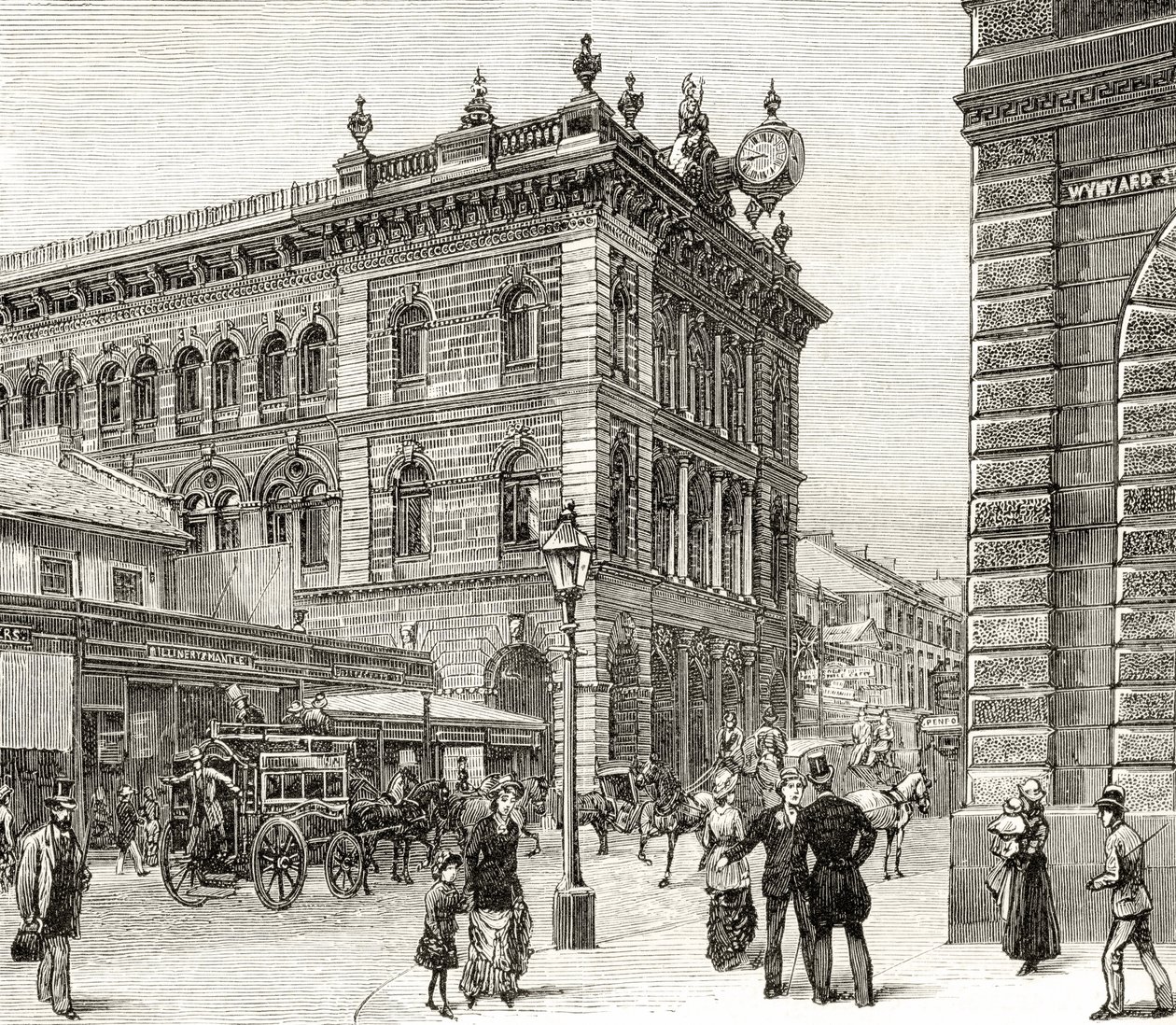 The Post Office, George Street, Sydney, noin 1880, Howard Willoughbyn julkaisemasta teoksesta 